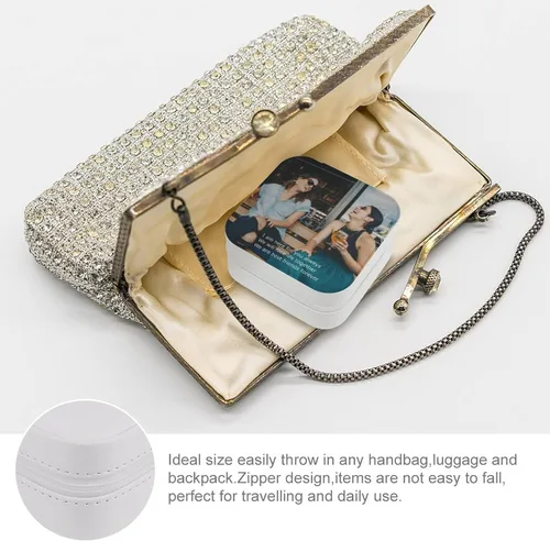 Vista 3 de Joyero personalizado para mujeres, niñas, novia, esposa, regalo ideal, pequeño organizador de joyas de viaje, estuche de viaje personalizado
