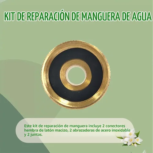 Vista 4 de AOPANDA Conector de reparación de extremo de manguera de agua de latón macizo de rosca GHT de 1/2 pulgada x 3/4 hembra, incluye abrazaderas y juntas