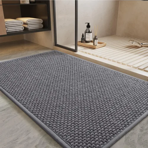 Vista 15 de PADOOR - Tapete de baño de felpilla súper absorbente, tapete de baño con parte trasera de goma antideslizante, fácil de limpiar, para frente