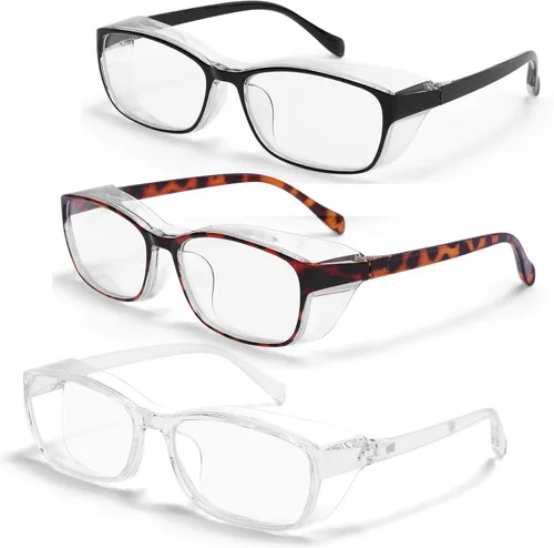 Vista 17 de Gafas de seguridad anti niebla para mujeres y hombres, TR90, lentes de bloqueo de luz azul, transparentes, antiarañazos, protección UV, marco