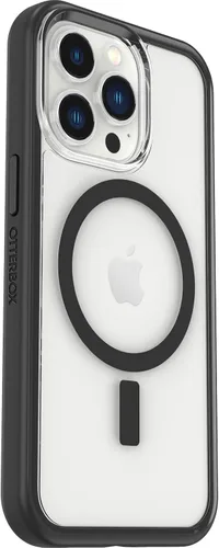 Vista 4 de OtterBox Funda transparente con borde de agarre colorido para iPhone 13 Pro (solamente) - Cristal negro (transparente/negro)