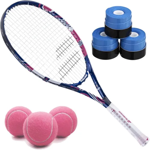 Vista 9 de Babolat B'Fly - Raqueta de tenis con 3 overgrips y 3 pelotas de tenis rosas