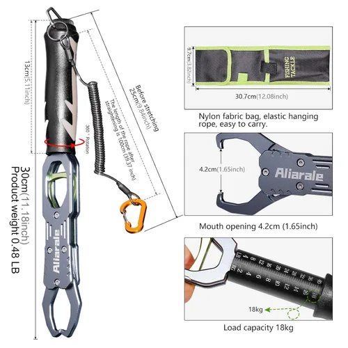 Vista 3 de Pinza para Labios de Pescado Balanza de Pescado Soporte Profesional para Peces Material de Aleación de Aluminio Agarrador Herramienta de Agarre