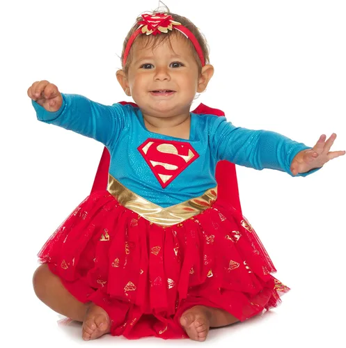 Vista 4 de DC Comics Vestido tutú de superhéroe para bebé, traje de niña con capa extraíble y diadema a juego