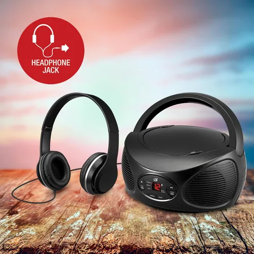 Vista 2 de GPX Bluetooth CD Boombox con radio FM, altavoz estéreo portátil