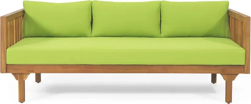 Vista 7 de Christopher Knight Home Tina Outdoor Cama de Día de Madera de Acacia de 3 Plazas, Acabado de Teca, Gris Claro