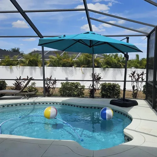 Vista 41 de PURPLE LEAF Sombrilla de patio de 8 pies para exteriores, sombrilla voladiza cuadrada de aluminio con rotación de 360 grados para jardín, terraza