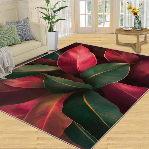 Vista 22 de Monstera Print Rugs for Bedroom, Luxury Monstera Area Rug, Tropical Plants Rugs for Living Room, Indoor Non-Slip Rug, Machine Washable Carpet for