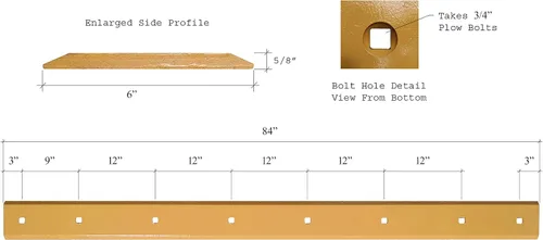 Vista 2 de KV12471HT Bolt On Skid Steer Cuchara tratada térmicamente con herrajes, se adapta a John Deere KV12471, 5/8" X6" X84