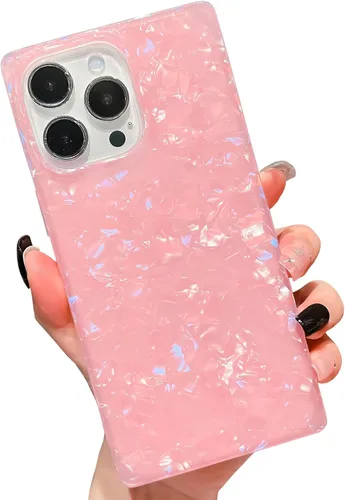 Vista 59 de Elegante Funda con Concha de Madre Perla para Niña Compatible con iPhone 14 de 6.1 Pulgadas, Funda Rectángulo con Borde, Elegante y delgada