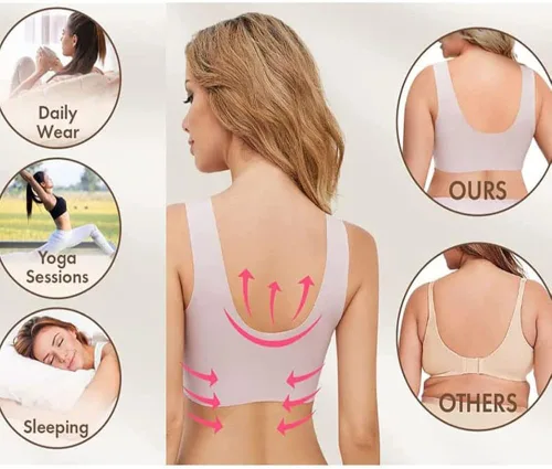 Vista 6 de Zen Chic - Sujetador moderno con copa profunda que oculta la espalda, cobertura de espalda completa, brasier inalámbrico push up para mujer