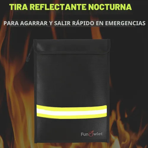 Vista 3 de Bolsa impermeable ignífuga para documentos de dinero, paquete de 2 bolsas seguras con cremallera, bolsa organizadora de almacenamiento resistente al