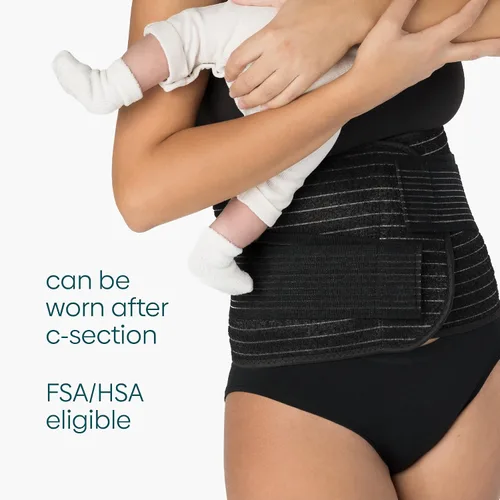 Vista 7 de Upspring Shrinkx Belly Charcoal Postpartum Belly Wrap, Adjustable Postpartum Belly Band to Support, Slim and Smooth After Baby