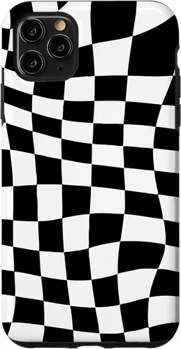 Vista 13 de Funda clásica a cuadros para iPhone 17, diseño ondulado de tablero de ajedrez en blanco y negro