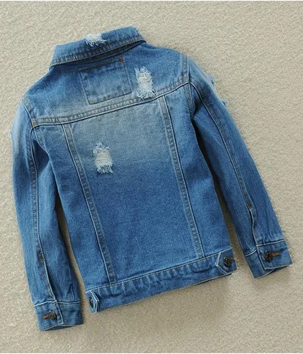 Vista 2 de Mallimoda - Abrigo de mezclilla con cremallera y capucha para niños y niñas
