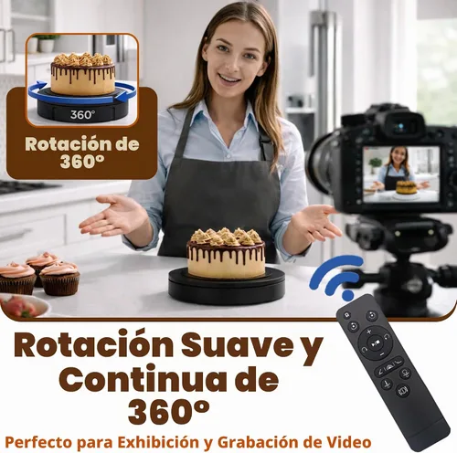 Vista 2 de Prolee Plataforma Giratoria de 360 Grados de 12 Pulgadas, Capacidad de 350 Libras para Fotografía, Resistente, Plataforma de Exhibición con Control