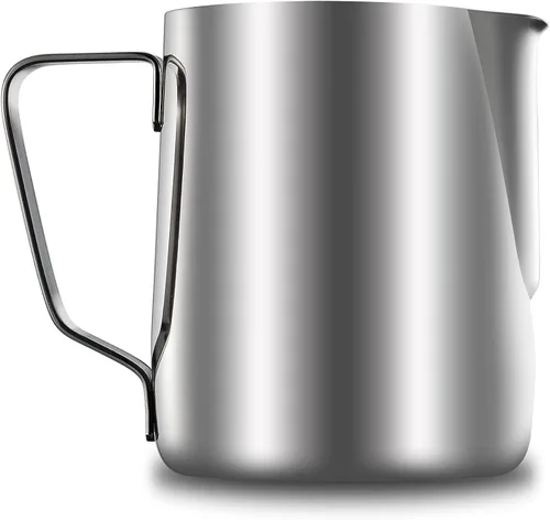 Vista 5 de Jarra de espuma de leche de acero inoxidable, 12 oz/11.8 fl oz, café con leche, capuchino, latte, jarra de espuma para barista, tazas de leche