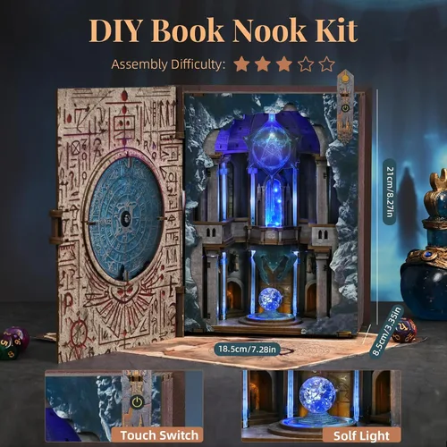 Vista 5 de MiniCity Kits de Rincón de Libros DIY para Adultos, Kit de Rincón de Libros en Miniatura para Casa de Muñecas, Rompecabezas de Madera 3D