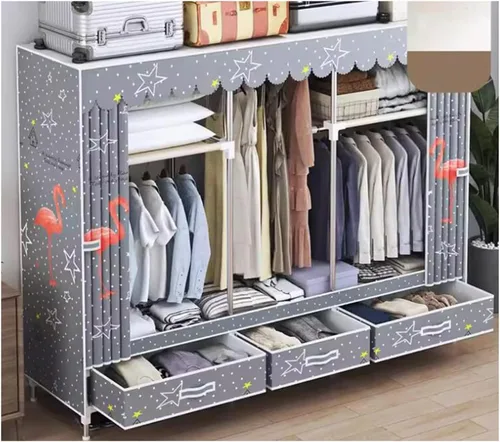 Vista 16 de Armarios grandes Armario portátil con cajón Armarios para dormitorio colgante de metal hierro ropa armario ahorra espacio armario ahorro de espacio