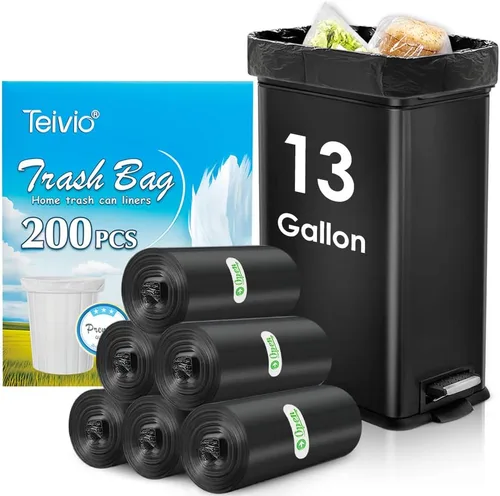 Vista 9 de Bolsas de basura fuertes de 1.2 galones, 220 unidades, bolsas de basura para baño, bolsas de plástico pequeñas para la oficina en casa, cocina, se