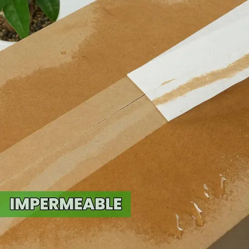 Vista 5 de ADHES - Cinta de papel kraft blanca, 2 pulgadas x 55 yardas, 3 rollos de cinta de papel resistente para escribir y sin recubrimiento, cinta
