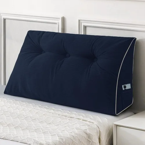 Vista 42 de Sasttie Almohada de Cabecera Queen, Almohada de Cuña de Cabecera para Sentarse en la Cama, Cojín Triangular con Soporte de Respaldo para Leer - Con