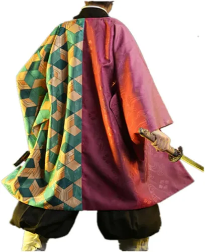 Vista 5 de Disfraz de kimono de Demon Tanjiro con arete para cosplay de Shinobu Zenitsu Giyuu Tomioka para mujeres y hombres