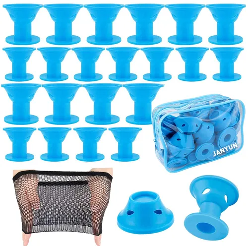 Vista 13 de JANYUN 40 rodillos de pelo mágicos rosados incluyen 20 rizadores de silicona grandes y 20 rizadores de silicona pequeños Overnight Include 20pcs