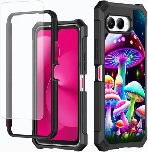 Vista 76 de Funda para T-Mobile Revvl 7 de 6.6 pulgadas con protector de pantalla, policarbonato duro de doble capa resistente y TPU suave a prueba de golpes