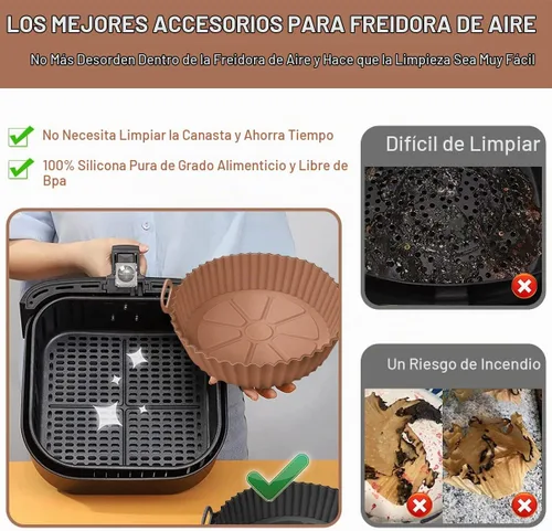 Vista 4 de 2 paquetes de forros de silicona para freidora de aire, olla para freidora de aire de 3 a 5 cuartos de galón, cesta de freidora de aire de silicona