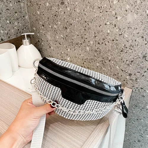 Vista 3 de Riñonera de cristal brillante con diamantes de imitación para mujeres y niñas, cinturón pequeño, bolsa cruzada para teléfono celular, para fiestas