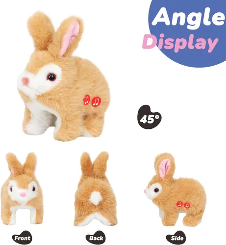 Vista 3 de Hopearl Juguete electrónico interactivo de conejo de peluche LED Hopping Rabbit Repeat What You Said para mascotas, juguete animado que canta, habla