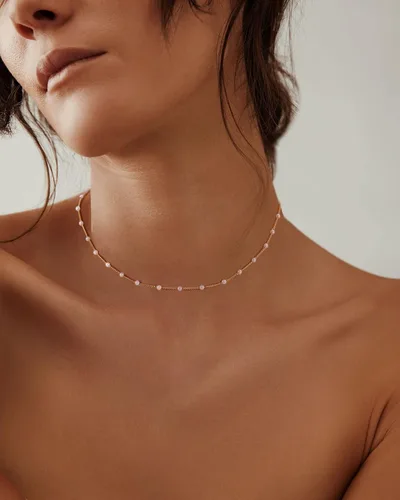 Vista 9 de Gold Dainty Choker Necklace for Women, 14k Golden Plated Satellite Bead Star CZ Cross Choker Thin Trendy Layering Discs Paperclip Necklaces