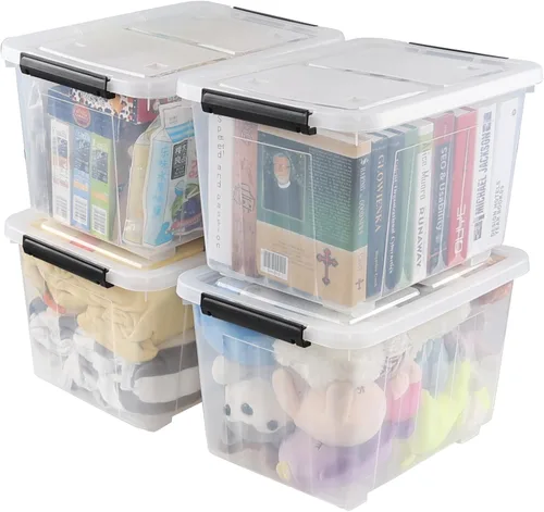 Vista 4 de Farmoon 3 paquetes de contenedores de almacenamiento con tapa transparente, caja de almacenamiento con asa Plástico, apilable