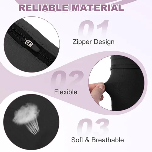 Vista 4 de PATIKIL Funda universal para brazalete para correr de 7 x 4 pulgadas, con bolsillo con cremallera para auriculares llaves, tarjetas de crédito Negro