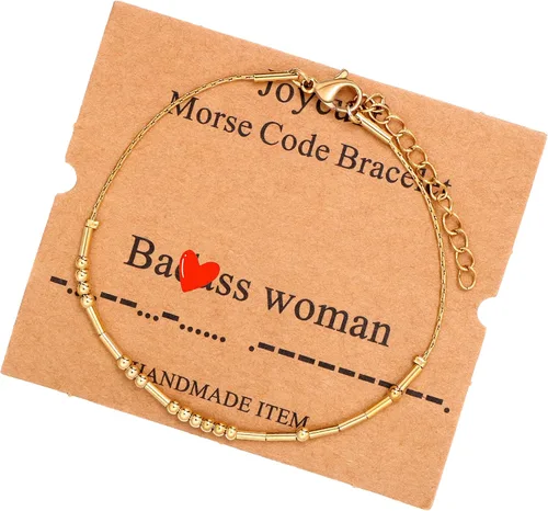 Vista 18 de JoycuFF Pulseras inspiradoras de código morse para mujeres, cuentas de plata, joyería con mantra de motivación, regalos para ella