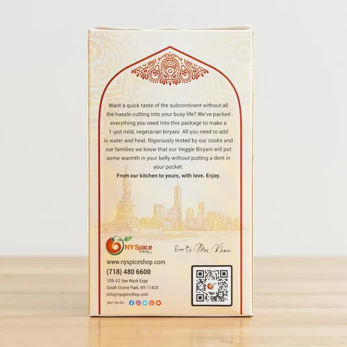Vista 9 de NY SPICE SHOP Biryani vegetariano suave con arroz basmati, ingredientes premedidos incluidos, especias enteras fragantes, paquete de arroz gourmet