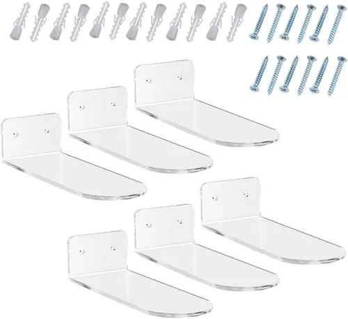 Vista 8 de 6 juegos de estantes flotantes para zapatos de pared, exhibición de zapatos de acrílico transparente para zapatos deportivos extra grueso