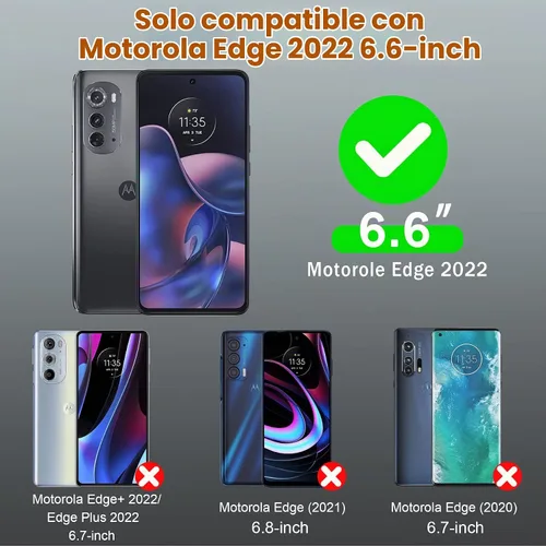 Vista 3 de Funda compatible con Motorola Edge (2022), con funda de clip para cinturón, resistente, resistente, a prueba de golpes, protección de cuerpo Negro