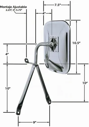 Vista 2 de Soporte para espejo retrovisor estilo OE tamaño completo para montaje en bajo de CIPA, Cromado