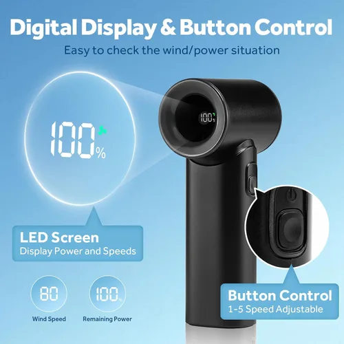 Vista 6 de Ventilador turbo portátil de mano de 17400 rpm, mini ventilador turbo de alta velocidad [15 horas de tiempo de enfriamiento máximo], 4500 mAh