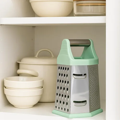 Vista 3 de Beille Rallador de acero inoxidable de 6 lados con mango superior de 7.75 pulgadas, verde menta