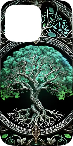 Vista 31 de Tree of Life Yoga Spiritual Celtic Viking Green Black Case for iPhone 17