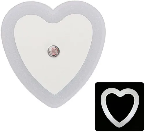 Vista 2 de ausuky 0.5W Plug-in Auto Sensor Control LED Noche Luz Lámpara Dormitorio Pasillo Corazón en forma de Corazón (blanco)