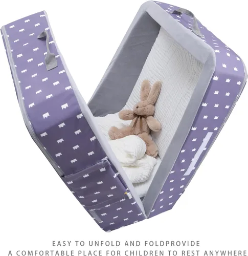 Vista 6 de Cama plegable para niños pequeños con lados, cama plegable para niños de 18 meses a 5 años (rectangular, corona)