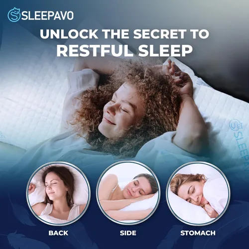 Vista 4 de Sleepavo Juego de 2 almohadas ajustables de espuma viscoelástica trituradas tamaño Queen, almohadas refrescantes extra suaves para dormir, espalda