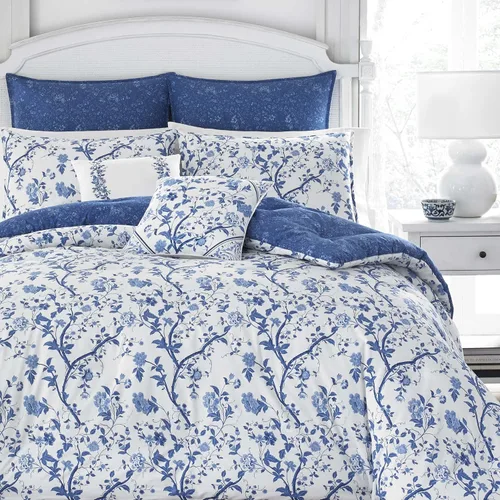 Vista 5 de Laura Ashley Home - Juego de funda de edredón Twin, ropa de cama de algodón reversible con fundas de almohada a juego, elegante decoración del hogar