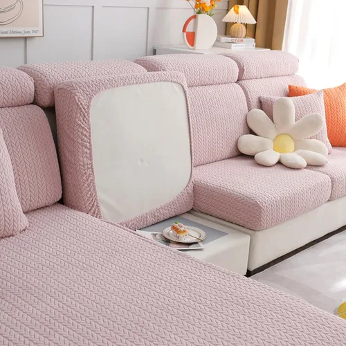 Vista 3 de OKYUK Fundas universales para sofá en forma de L resistentes al desgaste, funda para sofá chaise lounge, protector elástico de muebles Rosa Trigo