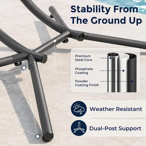 Vista 9 de SWITTE Silla columpio de huevo colgante doble al aire libre con soporte y 2 Asientos-crema