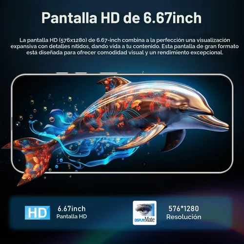 Vista 2 de Nueva pantalla HD de 6.67 "Teléfonos Android desbloqueados 3G Red Teléfono celular 2 GB+16 GB Android 10 Smartphone Cámara trasera 16MP Batería